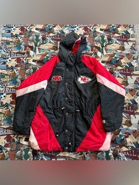 Vintage 90s Men’s Lee NFL Kansas City Chiefs Black/Red Puffer Jacket